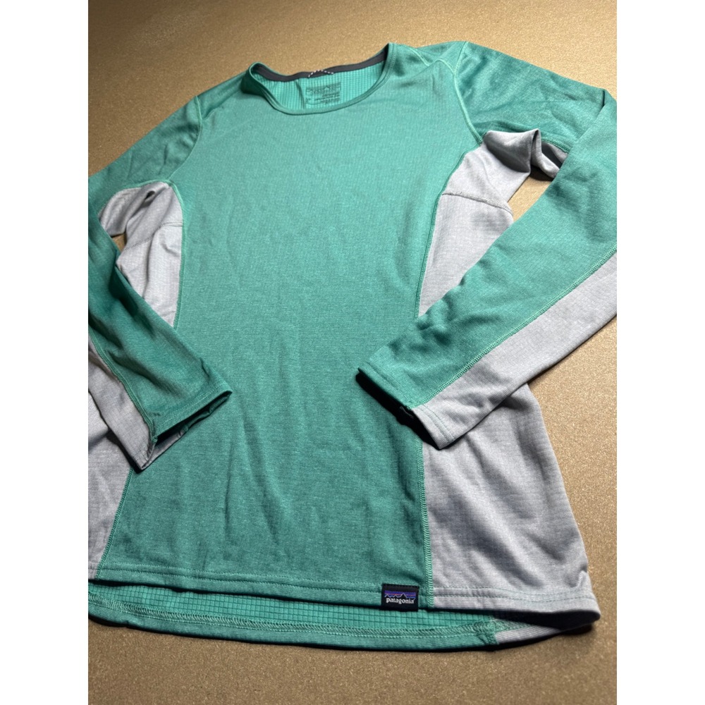 Patagonia Capilene Midweight Baselayer Top Green Grey Polartec Small S Mens